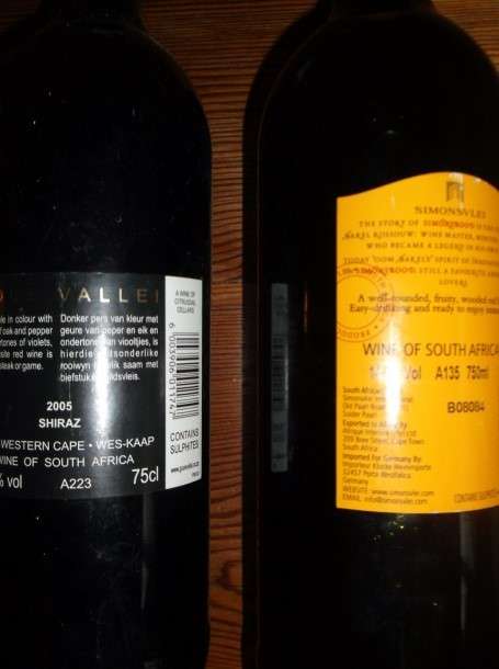 WINE : GOUE VALLEI 2005 SHIRAZ & SIMONSROOD RED